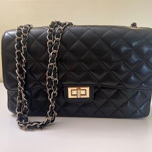 Black Quilted Leather Shoulder Bag